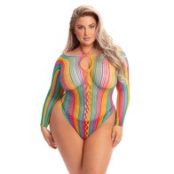 Pink Lipstick Long Sleeve Bodysuit - Rainbow QN