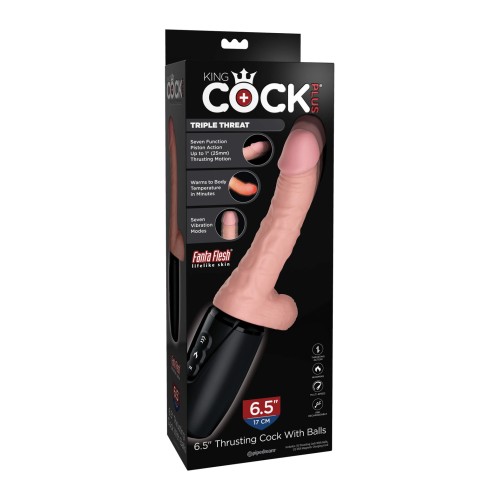 King Cock Plus Dong de 6.5 Pulgadas Vibrante y con Movimiento de Empuje - Placer Supremo