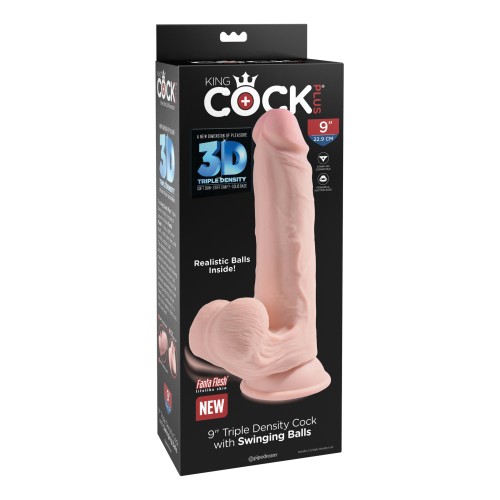 King Cock Plus 9" Pene Triple Densidad con Bolas para Placer Intenso