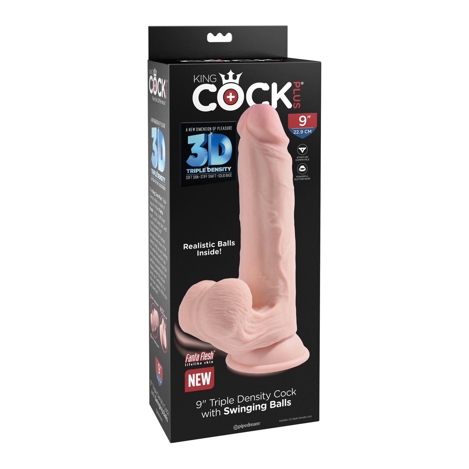 King Cock Plus 9" Pene Triple Densidad con Bolas para Placer Intenso