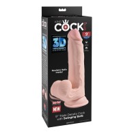 King Cock Plus 9" Pene Triple Densidad con Bolas para Placer Intenso