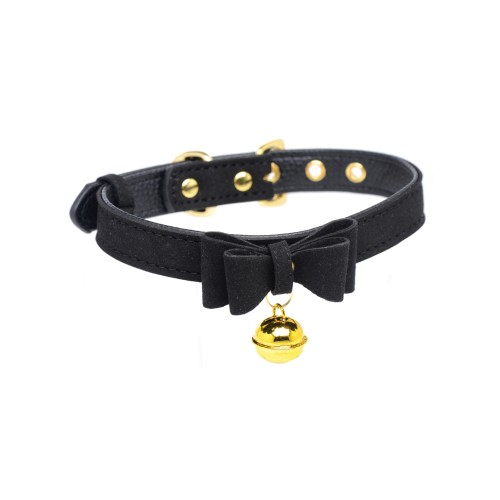 Master Series Golden Kitty Cat Bell Collar Black Gold