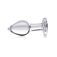 Booty Sparks Red Heart Gem Glass Anal Plug - Medium