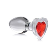 Plug Anal de Cristal con Corazón Rojo - Mediano