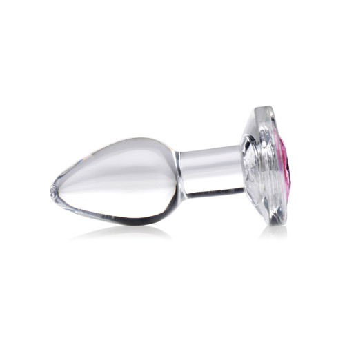 Booty Sparks Pink Gem Glass Anal Plug Small