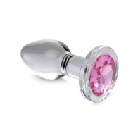 Booty Sparks Pink Gem Glass Anal Plug Small