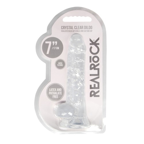 Dildo RealRock Cristal Claro 7" con Bolas