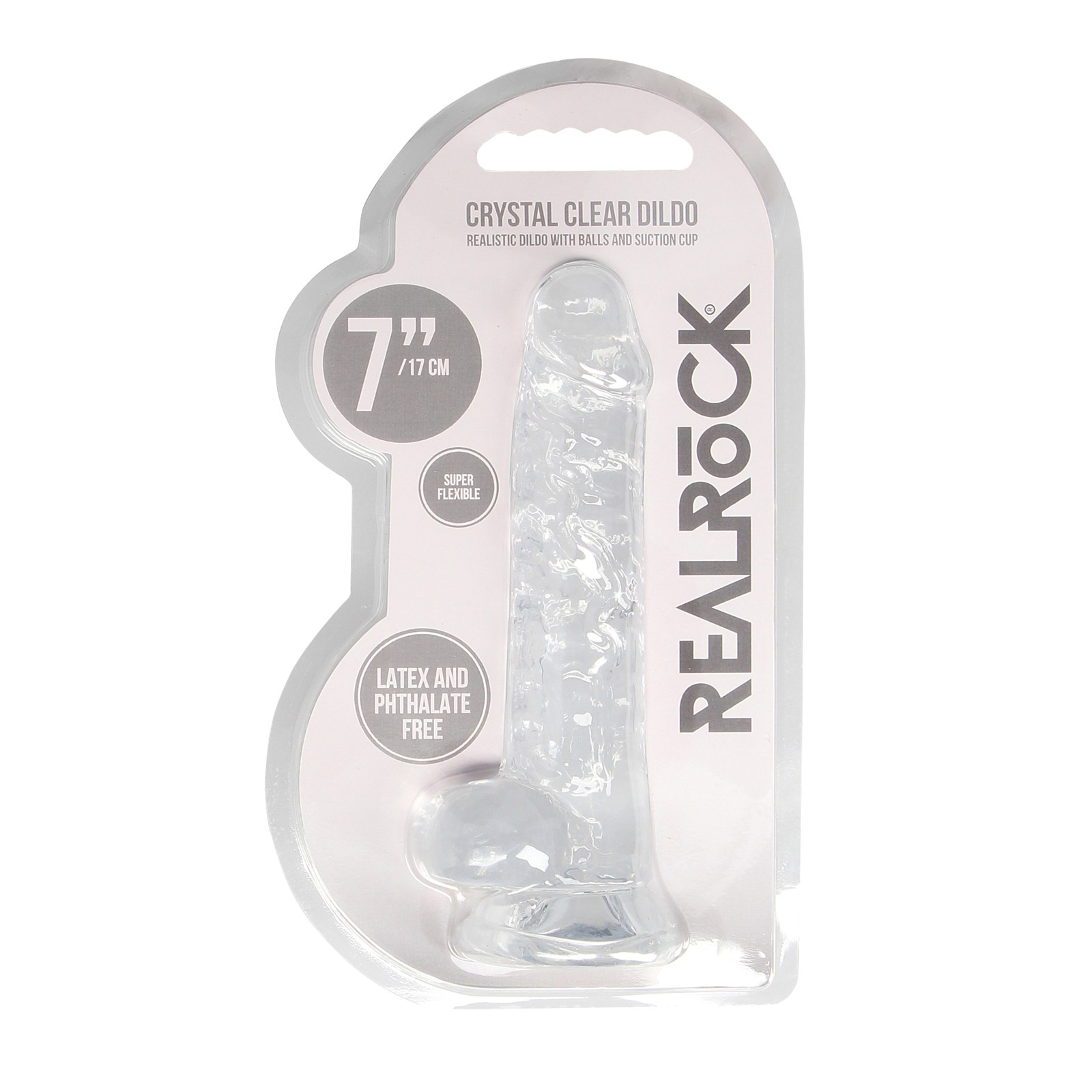 Dildo RealRock Cristal Claro 7" con Bolas