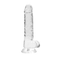 Dildo RealRock Cristal Claro 7" con Bolas