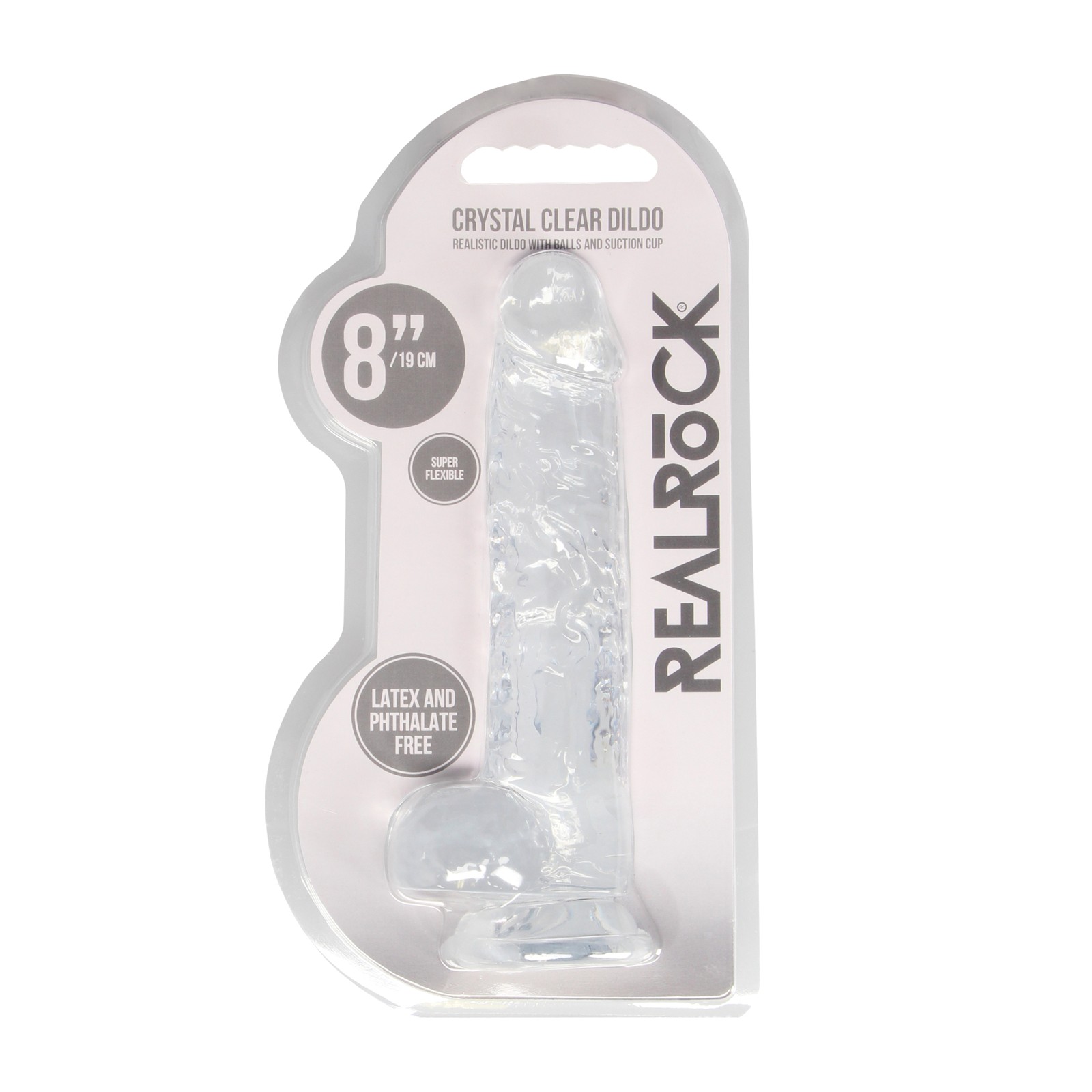 Shots RealRock 8 Inch Dildo w/Balls Clear