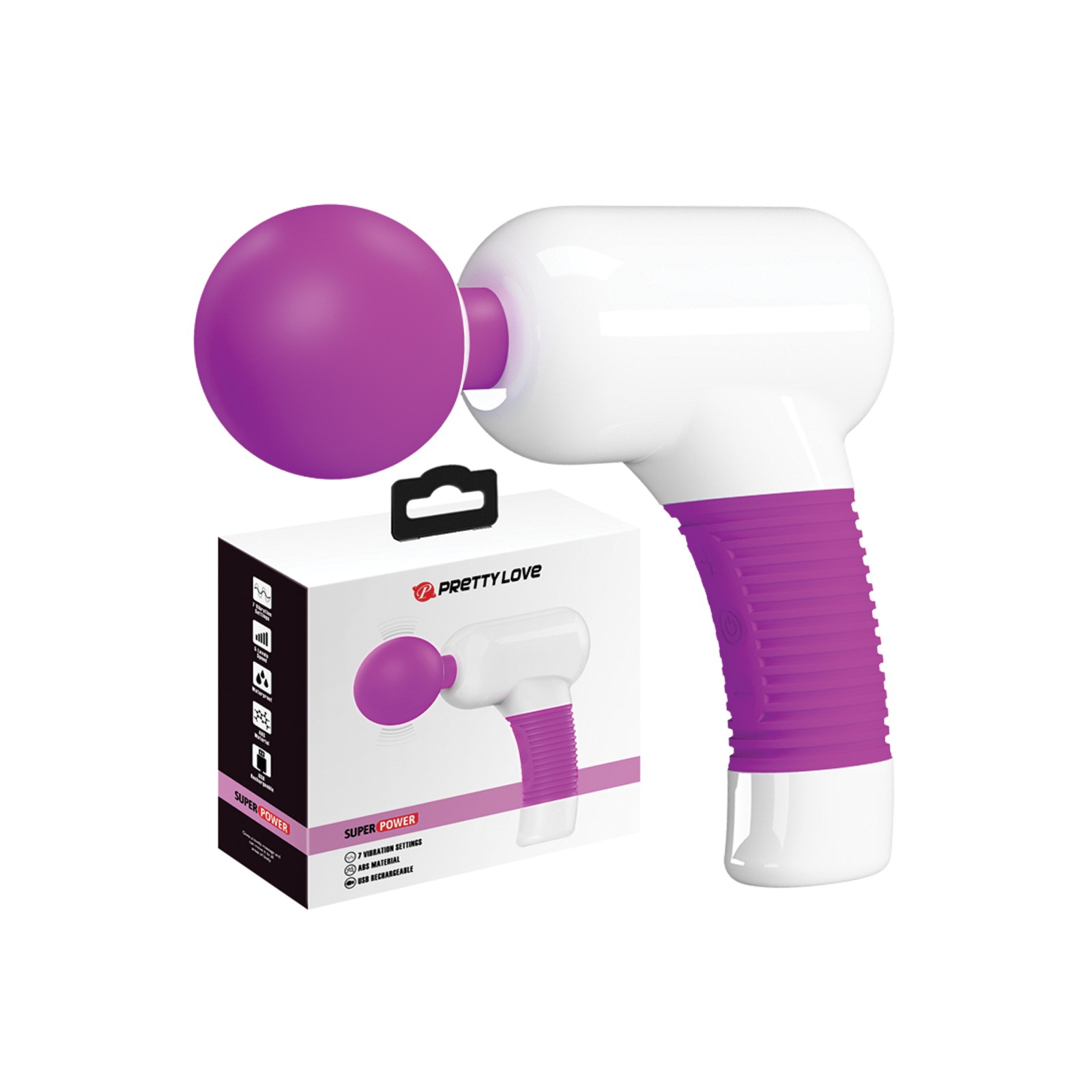 Masajeador Power Fun Gun de Pretty Love - Blanco/Fucsia