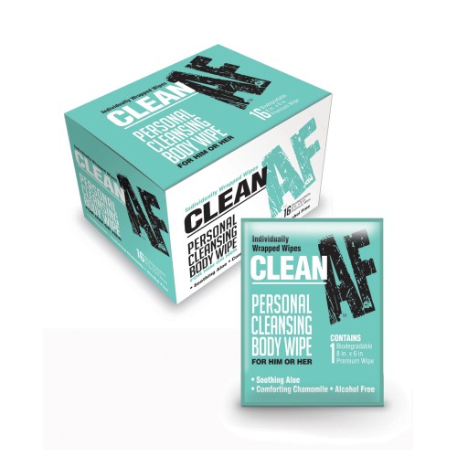 Clean AF Personal Cleansing Body Wipes - Box of 16