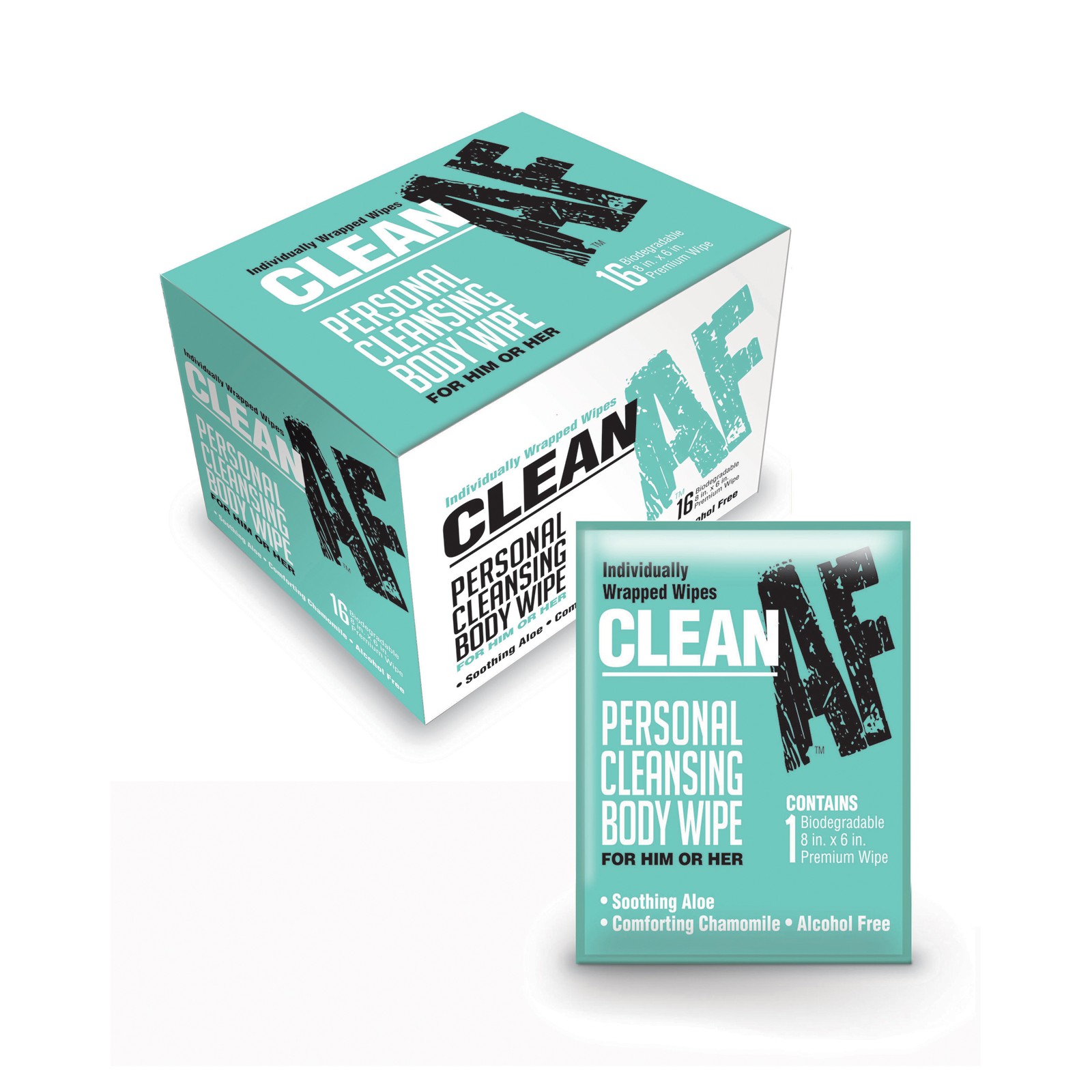 Clean AF Personal Cleansing Body Wipes - Box of 16