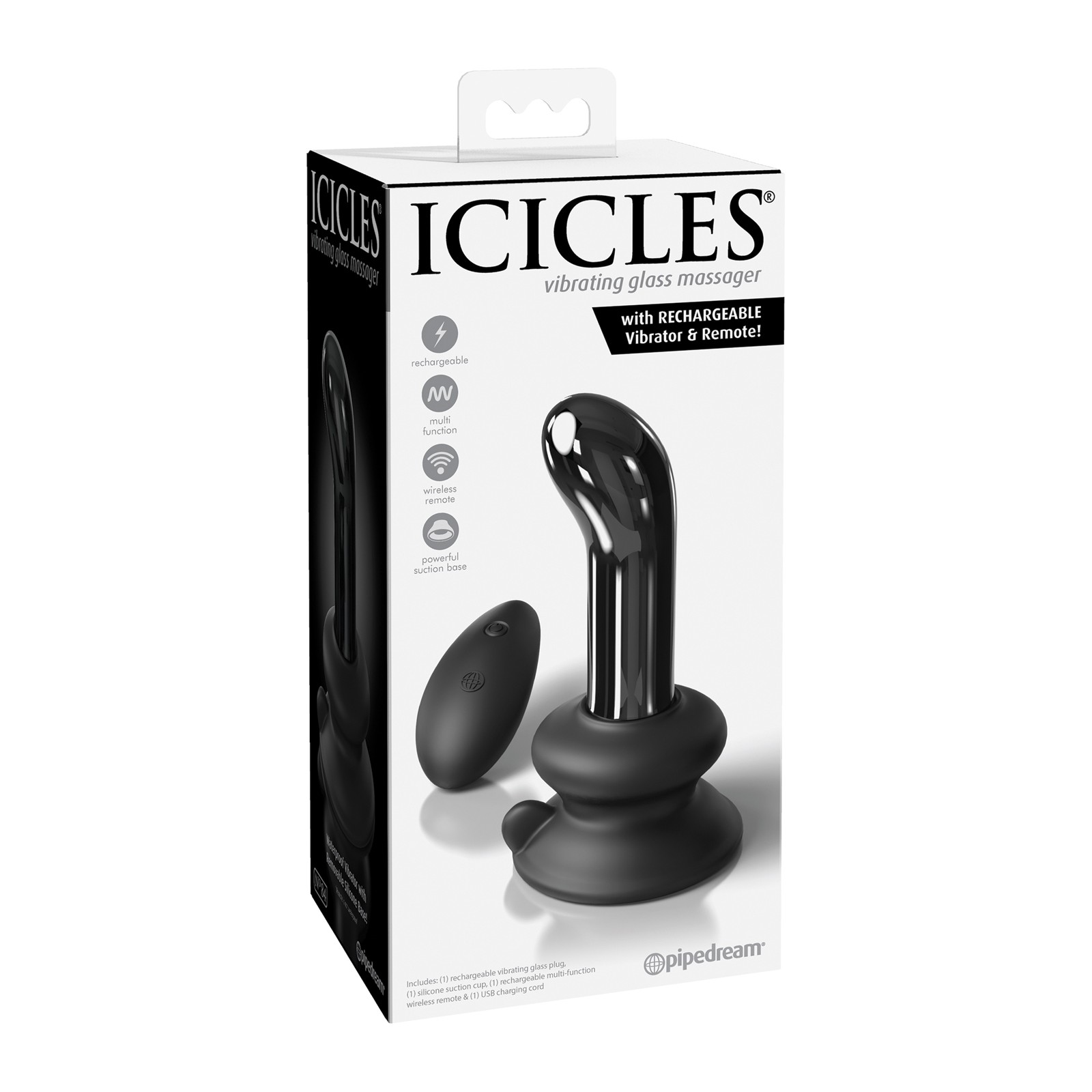 Icicles No. 84 Vibrating Glass Butt Plug with Remote