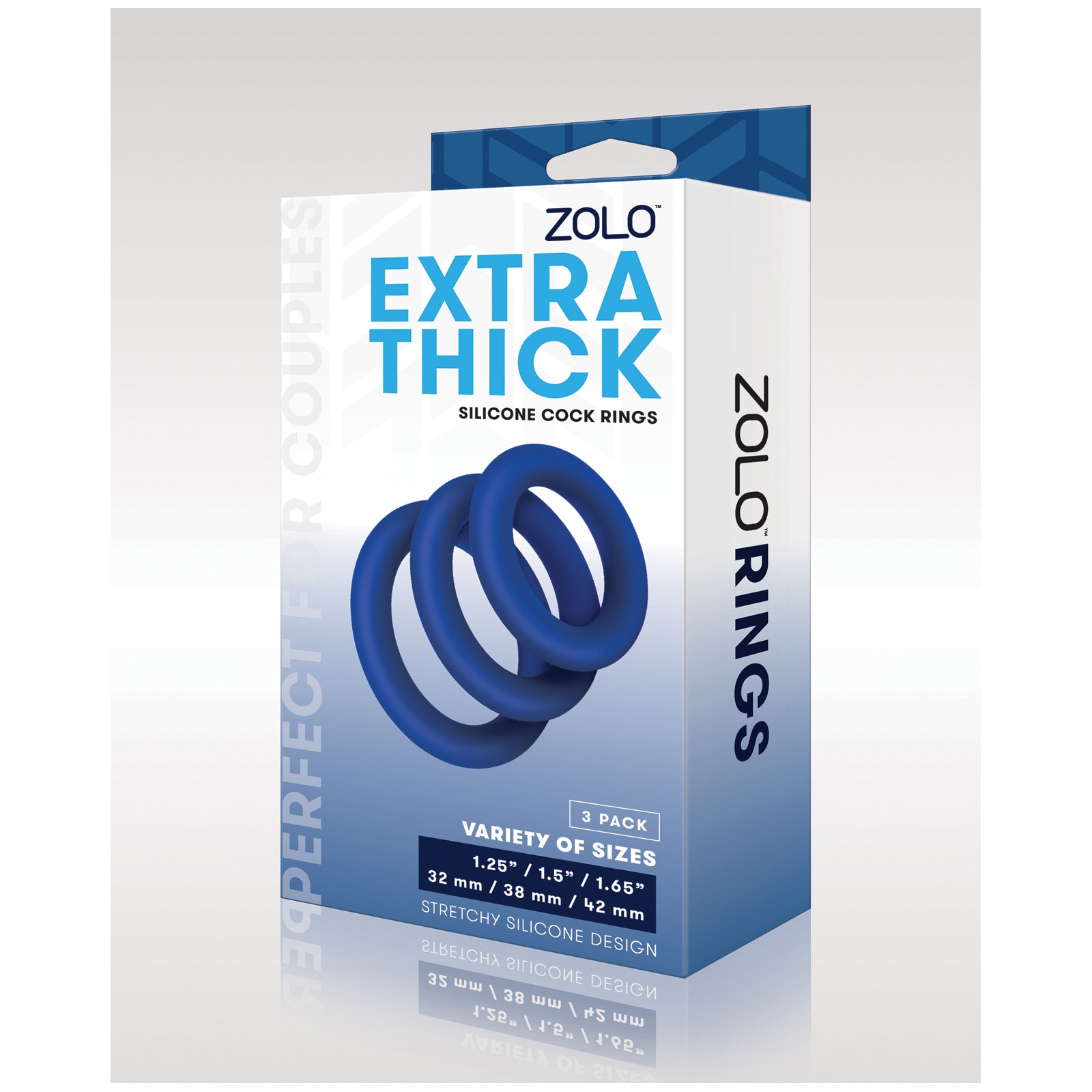 ZOLO Extra Thick Silicone Cock Rings Blue Set