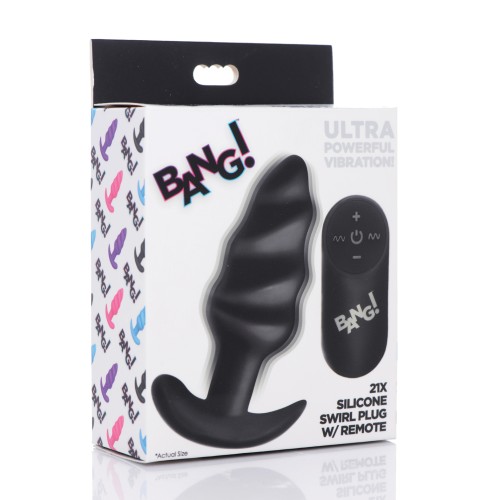 Bang Plug Anal Vibrante 21X con Control Remoto Negro