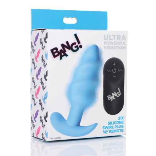 Bang 21X Vibrating Butt Plug Remote Control Blue