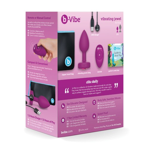 b-Vibe Remote Control Vibrating Jewel Plug - Fuchsia