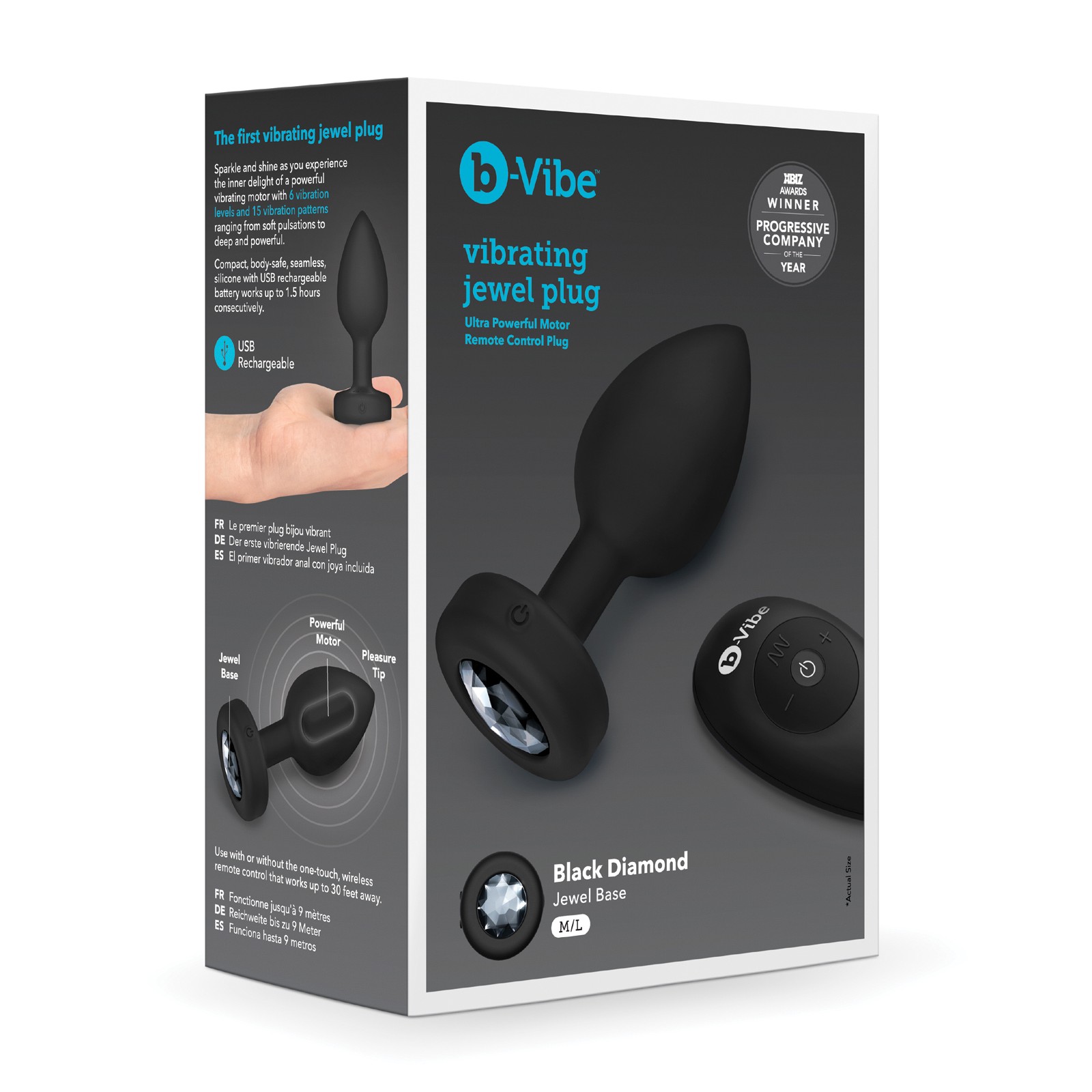 b-Vibe Remote Control Vibrating Jewel Plug Black