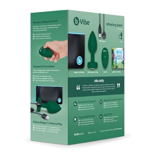 b-Vibe Remote Control Vibrating Jewel Plug Emerald Green