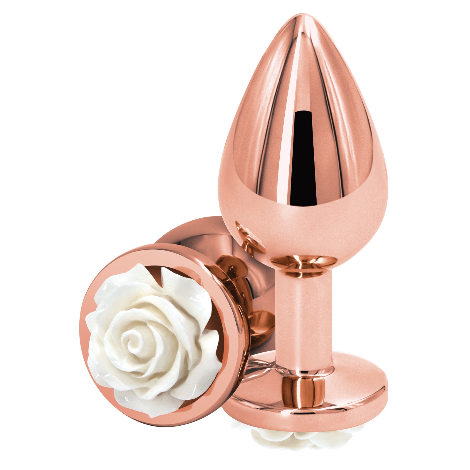 Rear Assets Medium White Rose Anal Toy