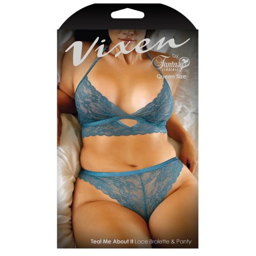 Vixen Teal Lace Bralette and Panty Set