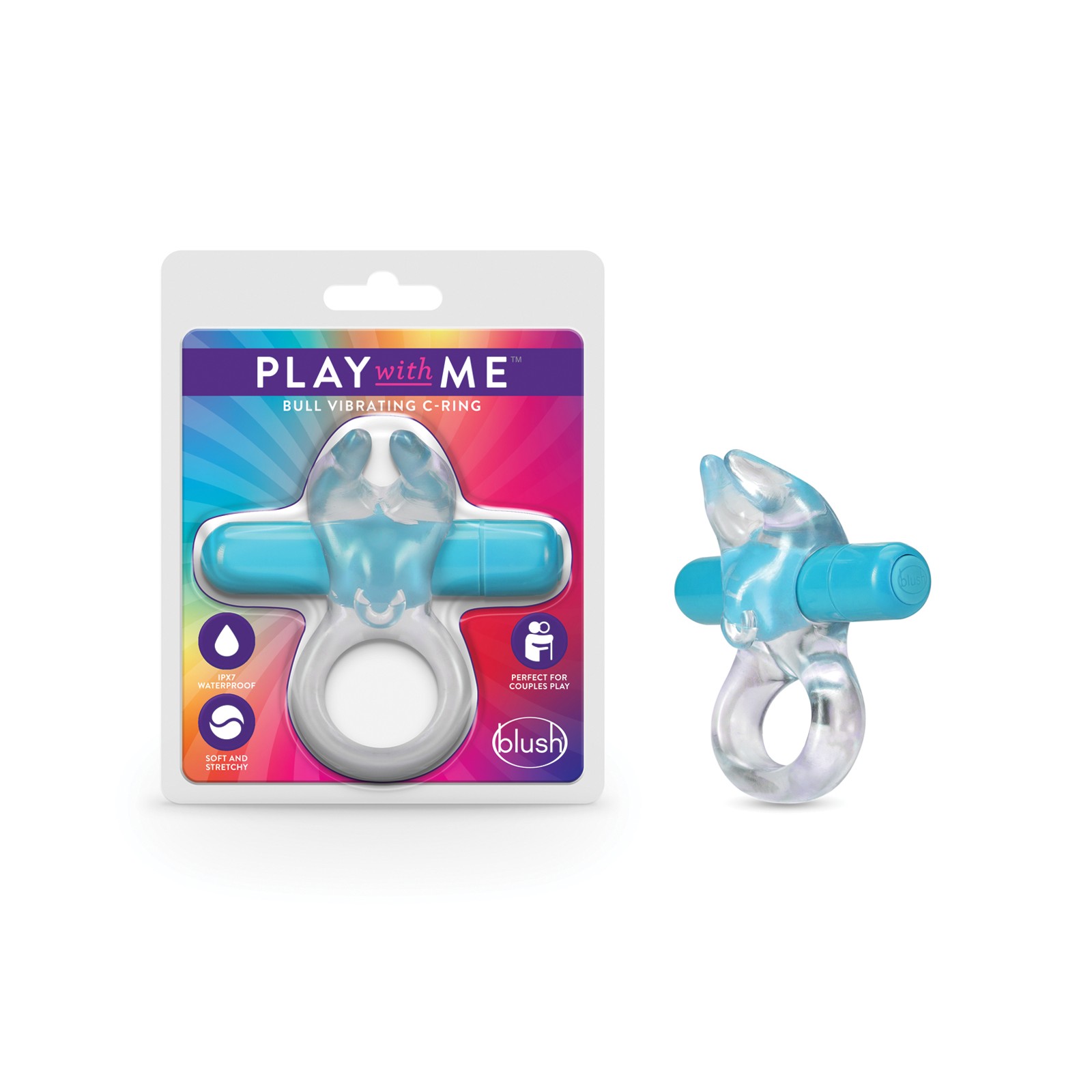 Blush Play With Me Bull Vibrating C Ring - Blue