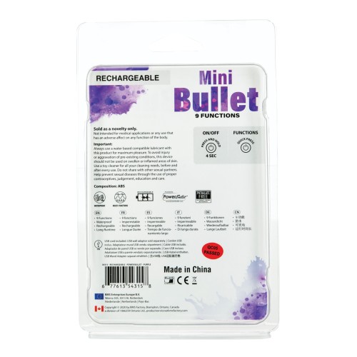 Bala Mini Recargable 9 Funciones Morada