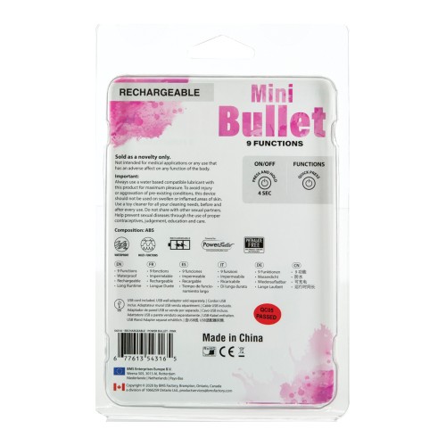 Mini Rechargeable Bullet - 9 Functions Pink