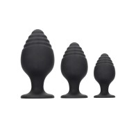 Shots Ouch Rippled Butt Plug Set Black