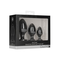 Set de Plug Anal en Forma de Diamante Shots Ouch Negro