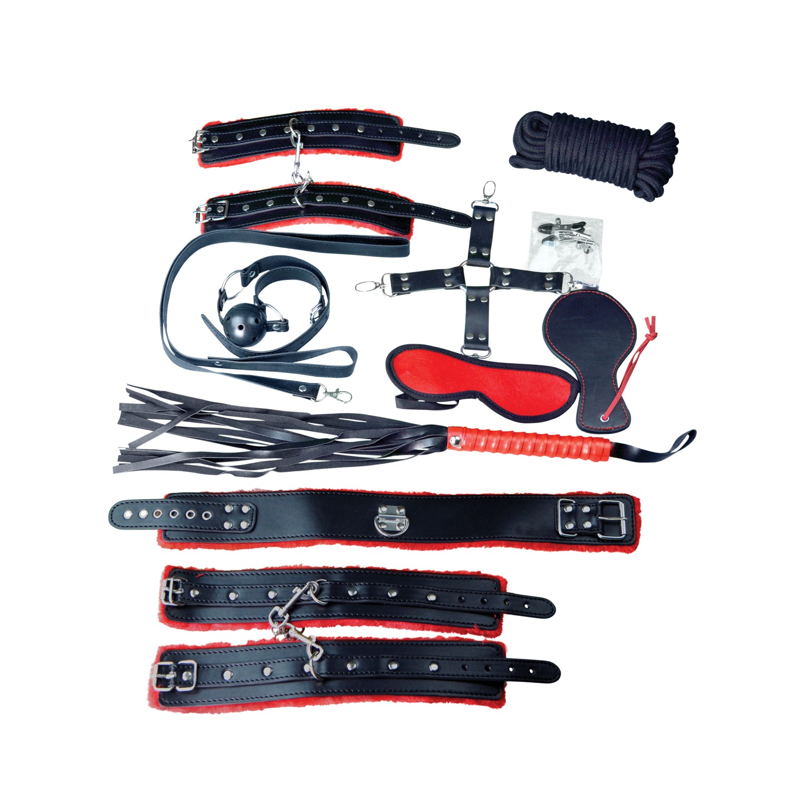 Kit de Bondage Deluxe Plesur Negro/Rojo