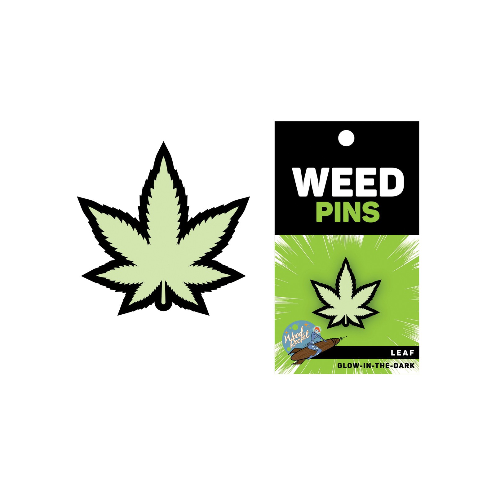 Glow in the Dark Weed Leaf Pin