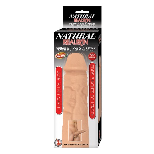 Natural Realskin Vibrating Penis Xtender White