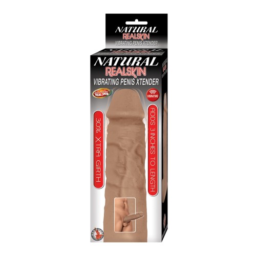 Extensor de Pene Vibrante Realskin Natural - Marrón