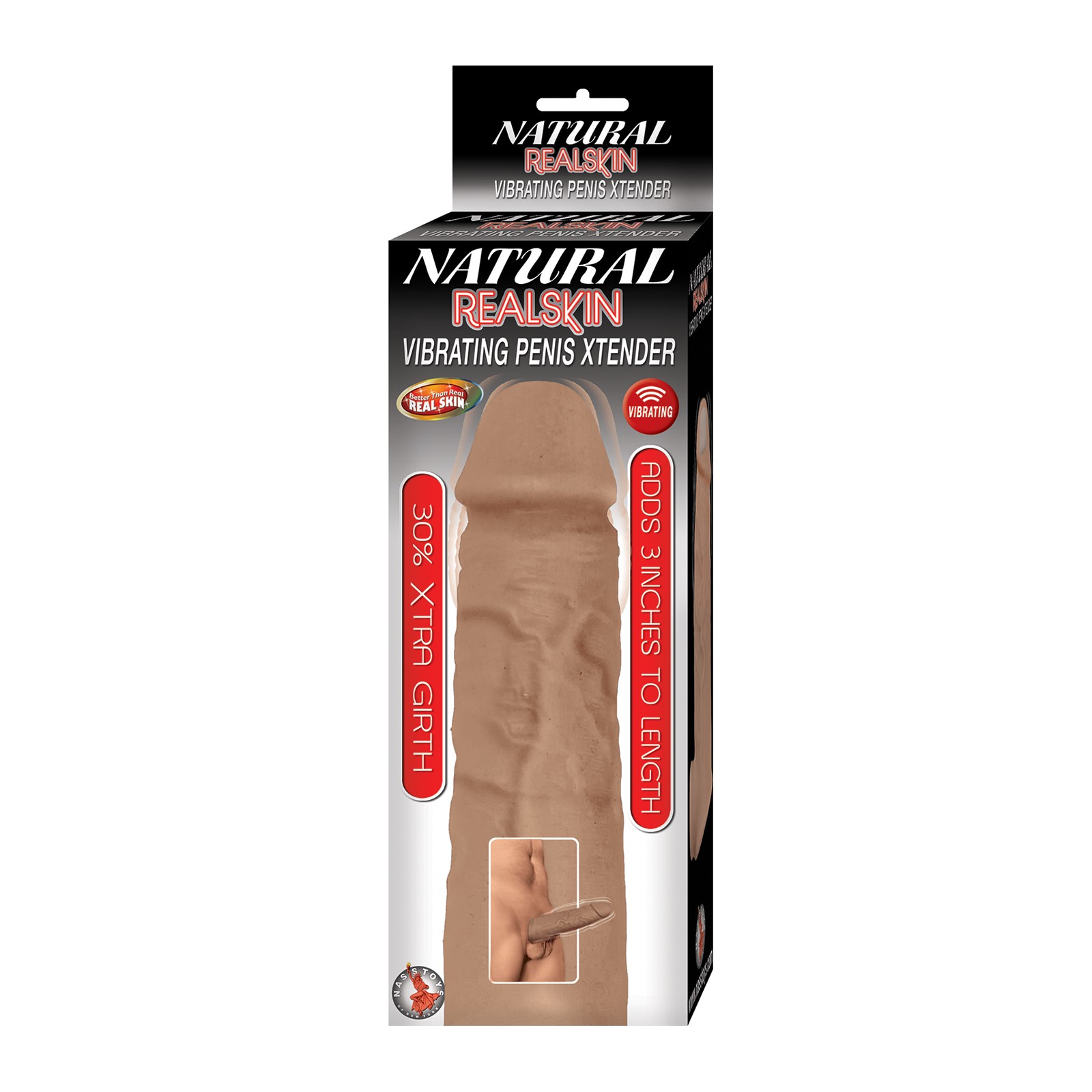 Natural Realskin Vibrating Penis Xtender - Brown