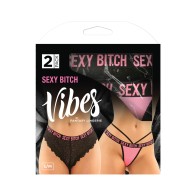 Pack Vibes Buddy Panty de Encaje Sexy Bitch y Tanga Micro