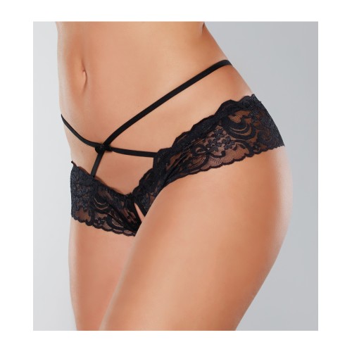 Panty de Encaje Abierto Adore Dare Me Negro O/S - Elegancia Tentadora