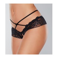 Panty de Encaje Abierto Adore Dare Me Negro O/S - Elegancia Tentadora