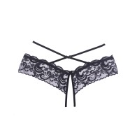 Panty de Encaje Abierto Adore Dare Me Negro O/S - Elegancia Tentadora