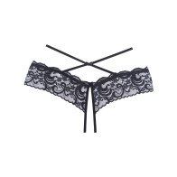 Panty de Encaje Abierto Adore Dare Me Negro O/S - Elegancia Tentadora