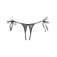 Panty de Encaje Abierto Adore Sugar con Lazo Lateral Negro