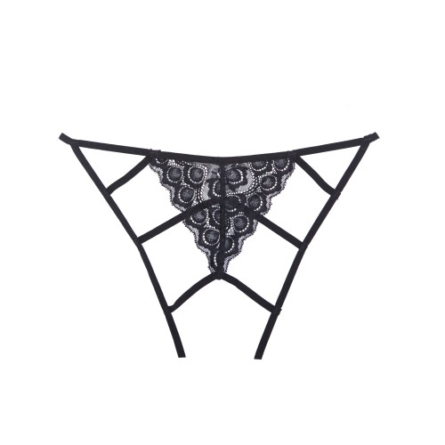 Adore Luv Open Front Strappy Panty Black O/S