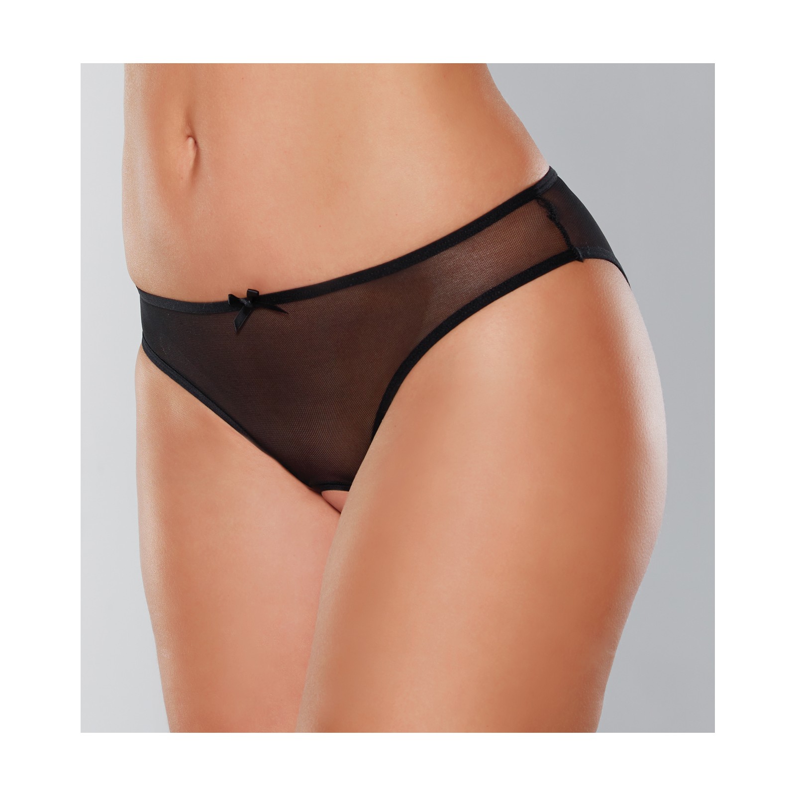 Adore Wild Nite Open Back Mesh Panty in Black