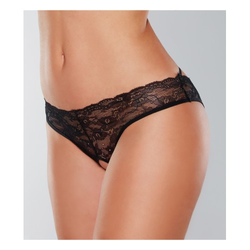 Adore Crush Panty de Encaje Abierto Negro T/U