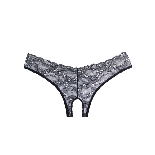 Adore Crush Panty de Encaje Abierto Negro T/U