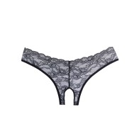 Adore Crush Panty de Encaje Abierto Negro T/U