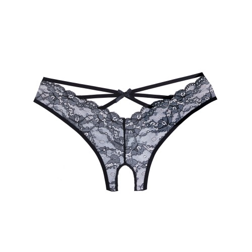 Adore Crush Panty de Encaje Abierto Negro T/U