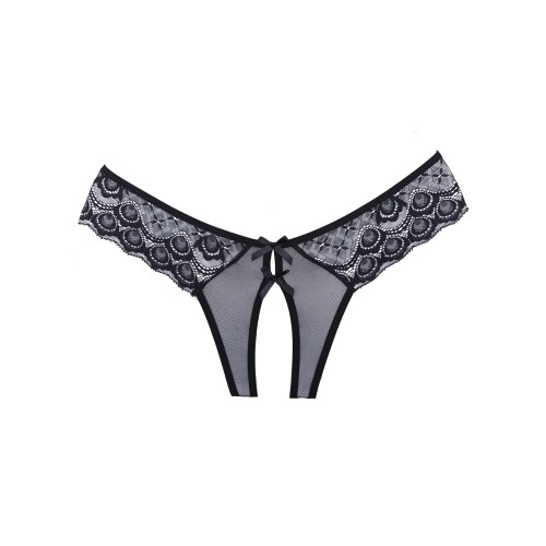 Adore Foreplay Lace and Mesh Open Panty Black