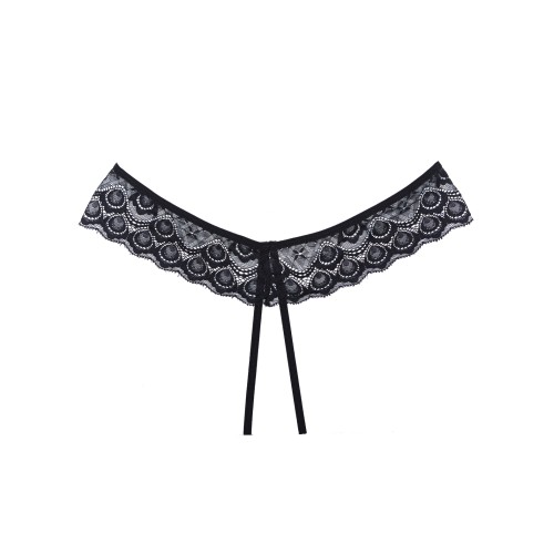 Adore Foreplay Lace and Mesh Open Panty Black